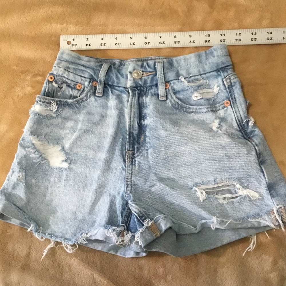 American Eagle Outfitters Light Blue Distressed Denim Shorts